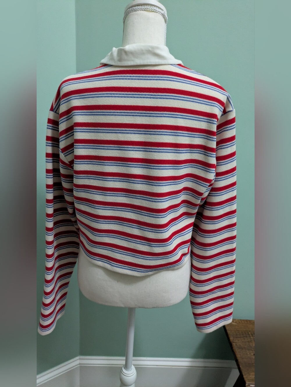 REFORMATION Anna Rugby Crop Knit Top, Sz Sm - Picture 5 of 6